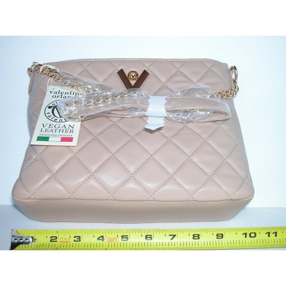 Valentino Orlandi Vegan Leather Quilted Shoulder Bag With Gold Chain Strap - Picture 2 of 4